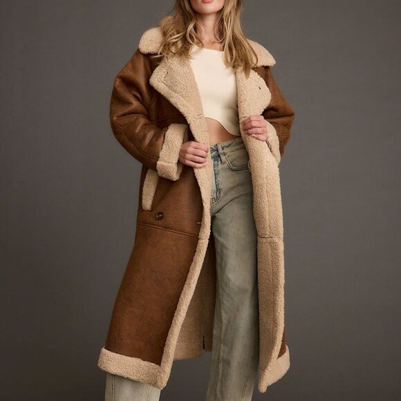 12th Tribe Livingston Brown Sherpa Coat - Picture 1 of 4